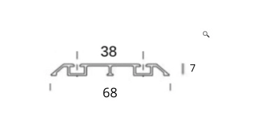 BUNN Skyvedørsskinne Alu (L=3m)2 spors, dobbelsidig teip i bunn