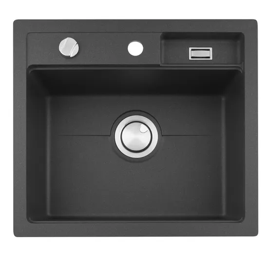 Komposittvask Stala Combo 1 Kum Toppmontert Sort 