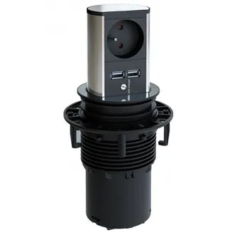 Kontakt Elevator 1-Kontakt & 2-USB Rustfritt Stål