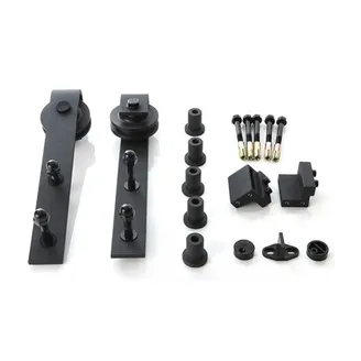 Skyvedørsbeslagssett Retro U/Skinne Sort