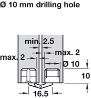 Zysa lamellhengsel, mess, Ø/10mm, for 14-19mm dør
