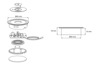 Trådløs ladeplate, USB-A/C, Ø60mm, 1,1m kabel inkl/lader QC3.0