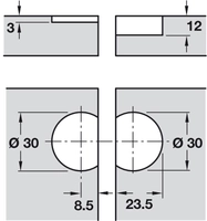 Klaffehengsel Ø35mm Plano-Medial zi.np