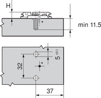 Monteringsplate Blum H0 37mm Expando M/Exenter Høydejustering Svart Onyx