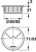 Kabelgjennomføring Ø60/80mm - Flere Farger & Diametere