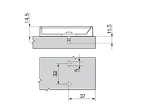 Tip-On Blum Adapter Lang Type 37/32mm Grå 