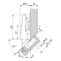 Hengsel Blum 45° III M/Demper Inserta