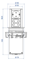 ELEVATOR 1 stk kontakt, 2 stk USB, rustfritt stål