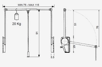 Garderobelift aluminium 20kg 60-120cm