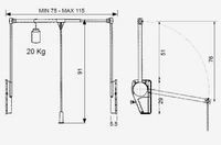 Garderobelift Aluminium 20kg 60-120cm