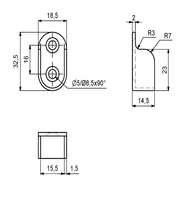 Garderoberørholder Oval  30x15mm Matt Sort 2stk
