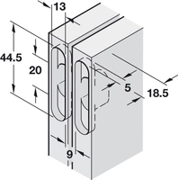 Lamellhengsel H=44,5 for dør 19-24mm