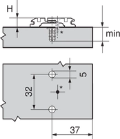 Monteringsplate Blum H3 37 mm Expando M/Exenter Høydejustering Svart Onyx