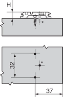 Monteringsplate Blum H0 37mm Treskrue M/Exenter Høydejustering Onyx Svart