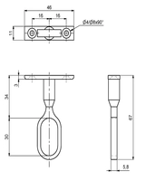 Midtholder Oval H67mm Ø30x15 mm Til Garderoberør Sort