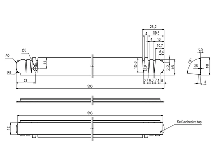 Beskyttelseslist 596x18mm Dobbelsidig Teip Sort