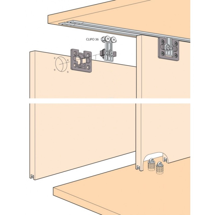 Beslagssett Eku Clipo 36 H 36kg 2-Dører