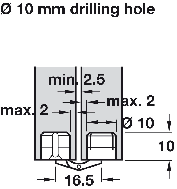 Zysa lamellhengsel, mess, Ø/10mm, for 14-19mm dør