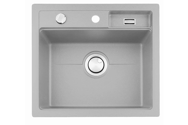 Combo komposittvask grå 1 kum toppmontert 570x510mm