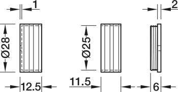 Garderoberørholder Teka Ø25mm 3-Delt Nikkel