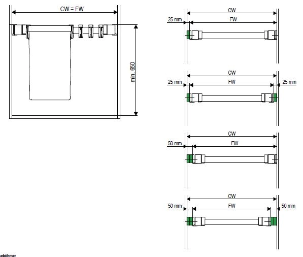 Bukseuttrekk Kesseböhmer Conero M/Hengere H72mm - Flere Bredder