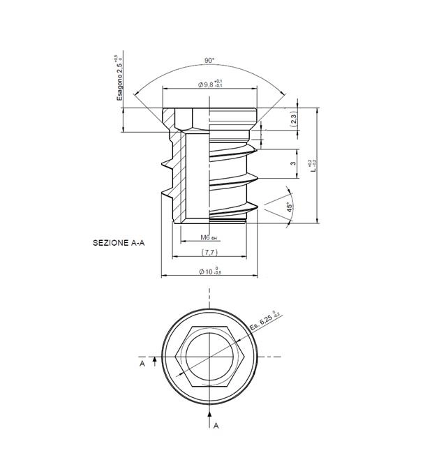 Bøssing Innskruing M6x24mm