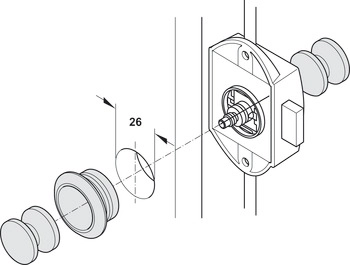 Trykknapp Til Trykklås  19mm Front Matt Krom