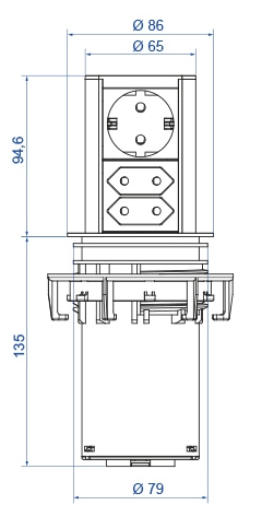 Kontakt Elevator 1-Kontakt 2-USB Rustfritt Stål