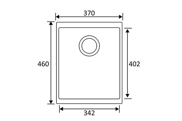 Kjøkkenvask Essent Komposit sort 1 kum, plan og underlim, 370x460mm