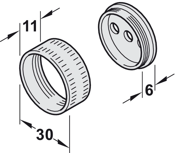 Garderoberørholder Teka Ø25mm 3-Delt Nikkel