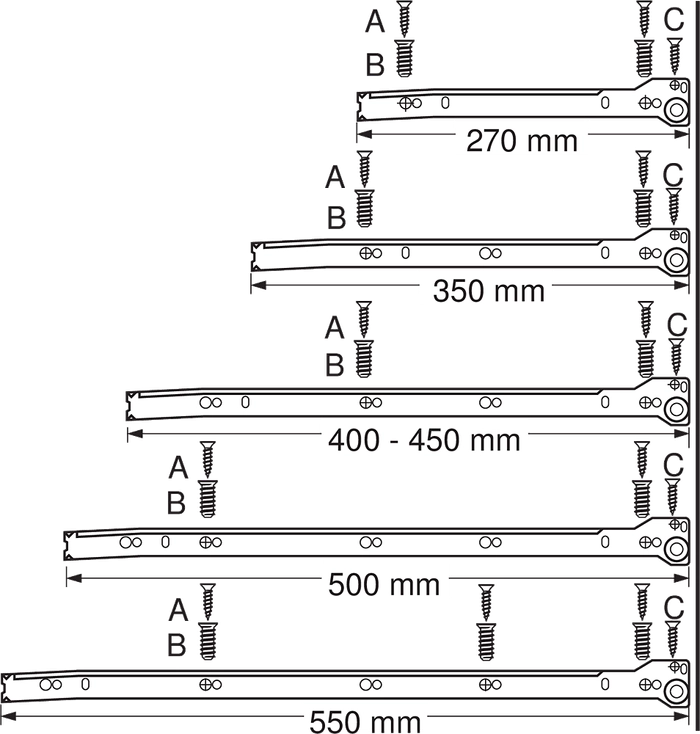 Metabox Blum Høyde H (150mm) Hvit - Flere Lengder