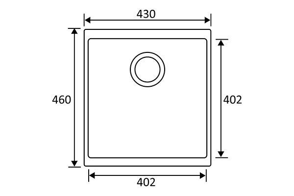 Kjøkkenvask Essent komposit sort 1 kum, plan og underlim 430x460mm