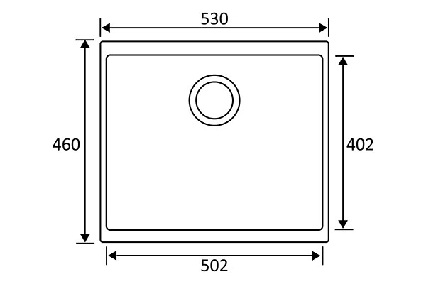 Kjøkkenvask Essent komposit sort 1 kum, plan og underlim 530x460mm