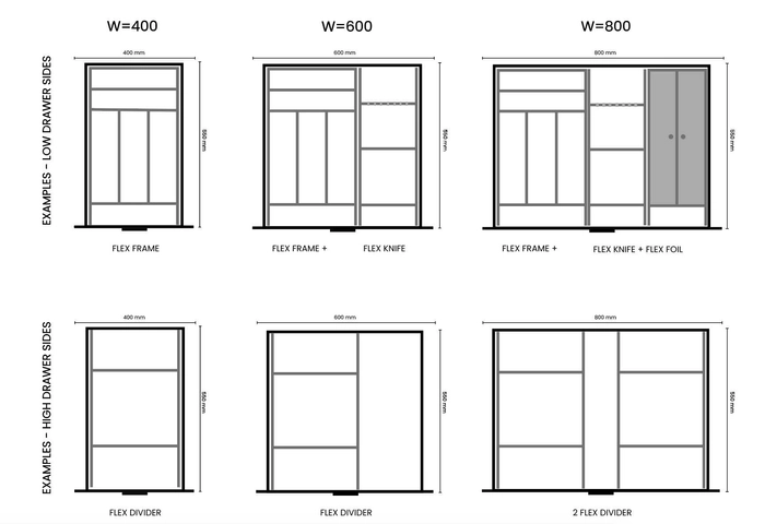Bestikkinnlegg IMA Flex Frame Justerbar Aluminium 50cm 278x473mm Antrasitt 