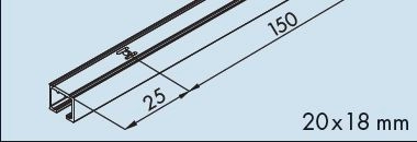 Skinne Eku Clipo 36 Utenpåliggende 1-Spor 3,5m