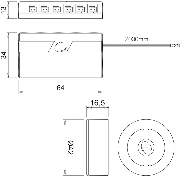 GIRO Trådløs dimmer/bryter , 12/24V,36-72W, 6 utganger