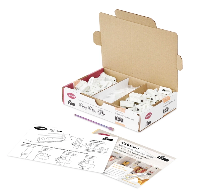 Lamello Cabineo Starter Set 40 stk 8/12 inkludert verktøy kap