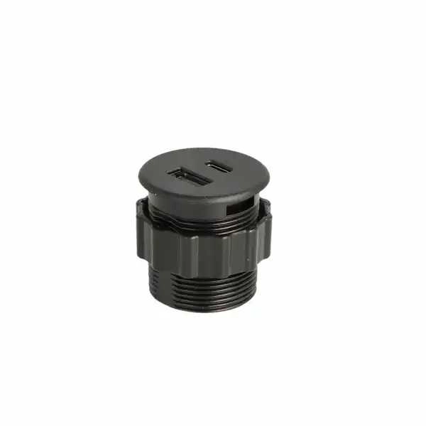 USB-Lader Dobbel Rund Ø35mm ABS M/1,5m-Kabel - Flere Farger