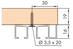 Skinne Eku Clipo 16 Utenpåliggende 2-Spor 3,5m