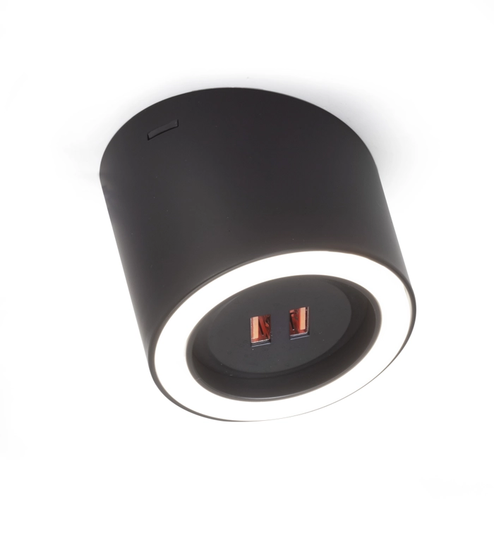 UNIKA Led-spot, m/USB, sort, 24V,4,5 Watt