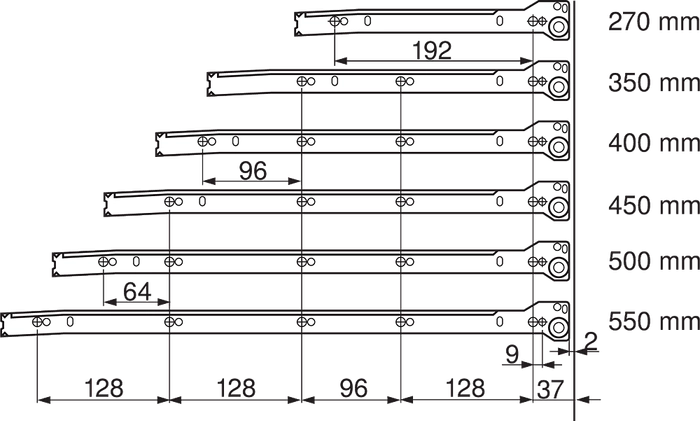 Metabox Blum Høyde K (118mm) Hvit - Flere Lengder