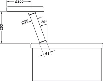 Barkonsoll krom polert, 20°, 203mm