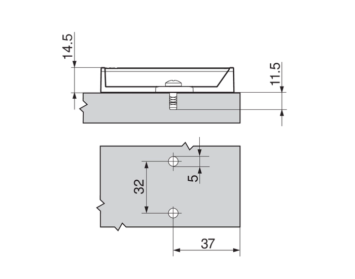 Tip-On Blum Adapter Lang Type 37/32mm Grå 