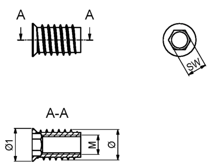 Rampamuffe M8x14x15 Stål Ubehandlet 