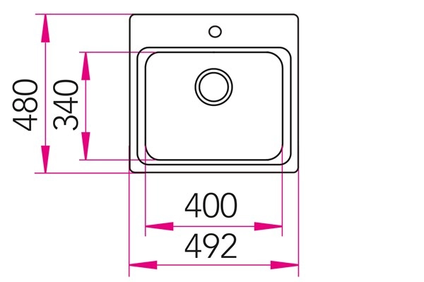 Kjøkkenvask Combo P40-50 1 kum uten rille 492x480mm