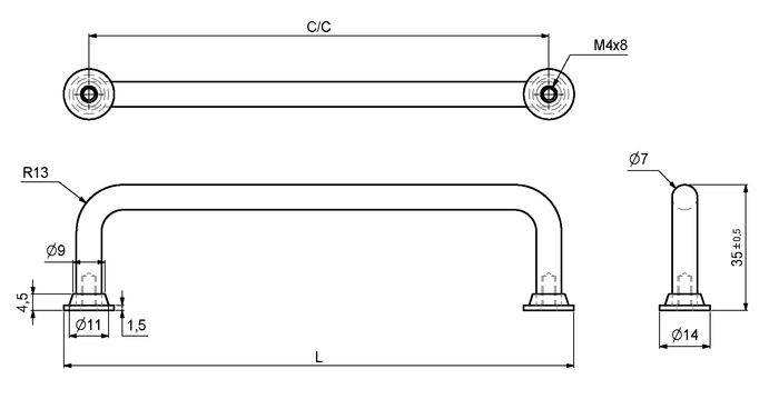 Håndtak 3428 / 3430 Carbon Low - Flere Farger & Lengder