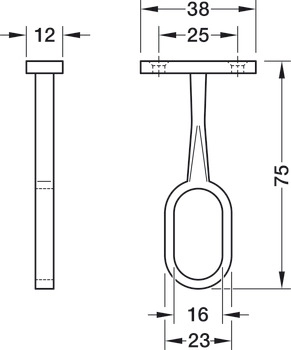 Midtholder Oval Til Garderoberør 30x15mm Sort