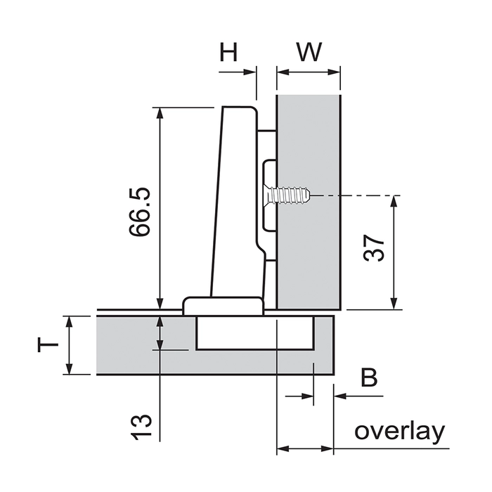 Hengsel Blum 110° Heldekk M/Demper Dübel