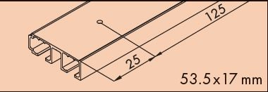 EKU Clipo 36 skinne for utenpåliggende 2 spor 19mm dører 3,5 m