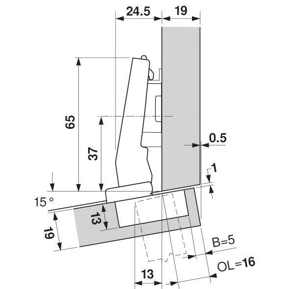 Hengsel Blum 15° Blumotion Inserta